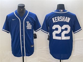 Los Angeles Dodgers #22 Clayton Kershaw Blue Cool Base Stitched Baseball Jersey