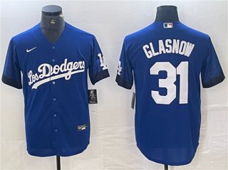 Los Angeles Dodgers #31 Tyler Glasnow Blue City Connect Cool Base Stitched Baseball