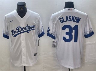Los Angeles Dodgers #31 Tyler Glasnow White City Connect Cool Base Stitched