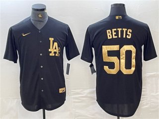 Los Angeles Dodgers #50 Mookie Betts Black Cool Base Stitched Baseball Jersey