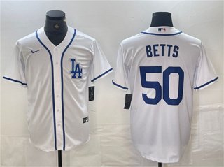 Los Angeles Dodgers #50 Mookie Betts White Cool Base Stitched Baseball Jersey