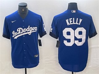 Los Angeles Dodgers #99 Joe Kelly Blue City Connect Cool Base Stitched Baseball Jersey
