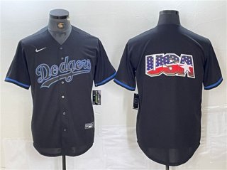 Los Angeles Dodgers Team Big Logo Black Cool Base Stitched Baseball Jersey 3