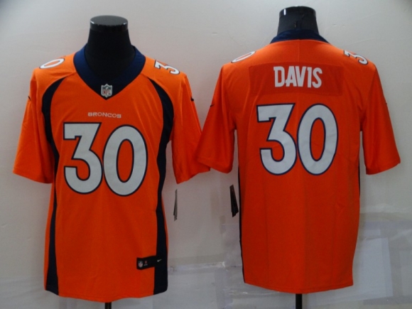 Denver Broncos #30 Terrell Davis Orange Vapor Untouchable Limited Stitched