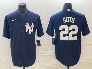 New York Yankees #22 Juan Soto Navy Cool Base Stitched Baseball Jersey