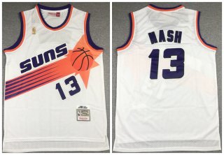 Men's Phoenix Suns #13 Steve Nash White 1996-97 Throwback Stitched Jersey