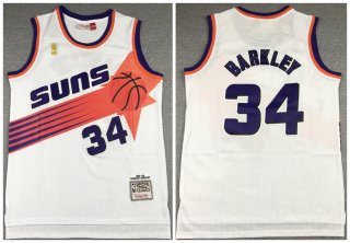 Men's Phoenix Suns #34 Charles Barkley White 1992-93 Throwback Stitched Jersey