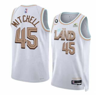 Men's Cleveland Cavaliers #45 Donovan Mitchell White 2022-23 City Edition With NO6. Patch