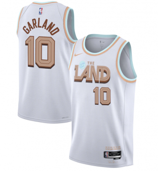 Men's Cleveland Cavaliers #10 Darius Garland 2022-2023 White City Edition Stitched Basketball