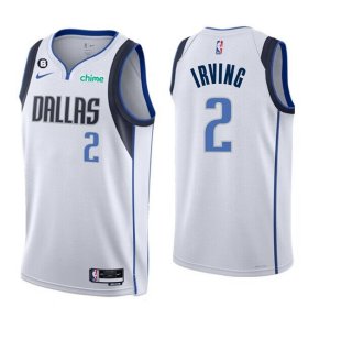 Men's Dallas Mavericks #2 Kyrie Irving White Association Edition With No.6 Patch Stitched
