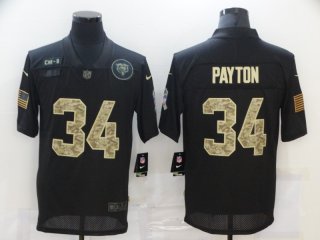 Chicago Bears #34 Walter Payton black salute to service