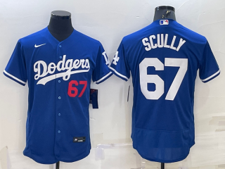 Los Angeles Dodgers #67 Vin Scully Blue Cool Base Stitched Baseball Jersey