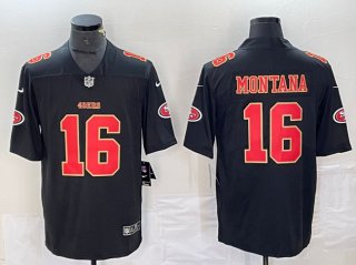 San Francisco 49ers #16 Joe Montana Black Vapor Untouchable Limited Stitched