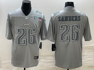 Men's Philadelphia Eagles #26 Miles Sanders Gray Super Bowl LVII Patch Atmosphere Fashion