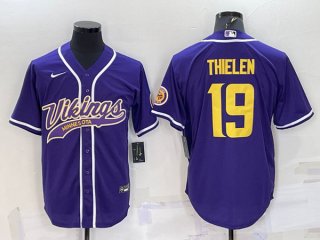 Minnesota Vikings #19 Adam Thielen Purple Gold With Patch Cool Base Stitched
