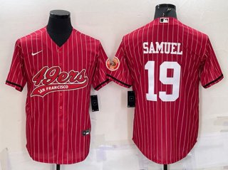 San Francisco 49ers #19 Deebo Samuel Red With Patch Cool Base Stitched Baseball