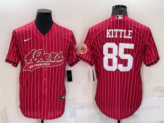 San Francisco 49ers #85 George Kittle Red With Patch Cool Base Stitched Baseball