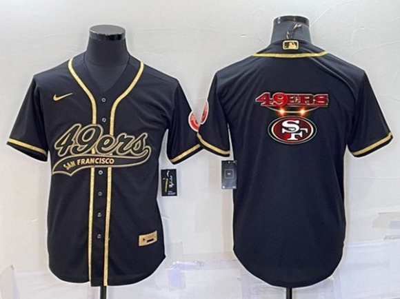 San Francisco 49ers Black Gold Team Big Logo With Patch Cool Base Stitched Baseball