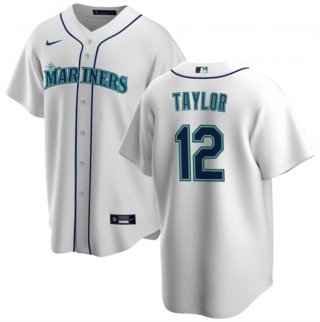 Seattle Mariners #12 Samad Taylor White Cool Base Stitched Jersey