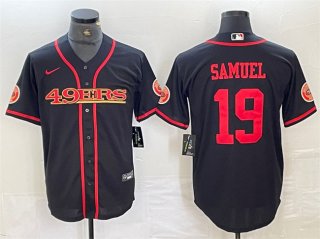San Francisco 49ers #19 Deebo Samuel Black With Patch Cool Base Stitched Baseball