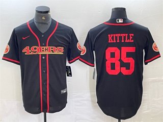 San Francisco 49ers #85 George Kittle Black With Patch Cool Base Stitched Baseball