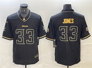 Minnesota Vikings #33 Aaron Jones Black Golden Edition Limited Stitched Jersey
