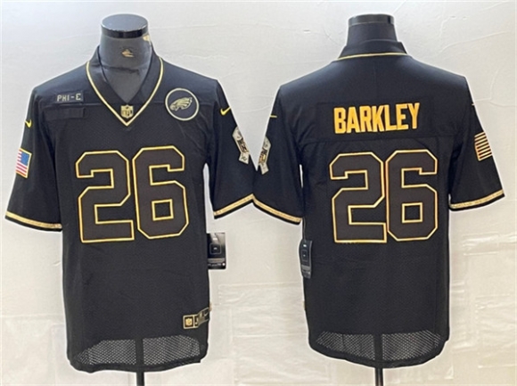 Philadelphia Eagles #26 Saquon Barkley Black Gold Salute To Service Limited
