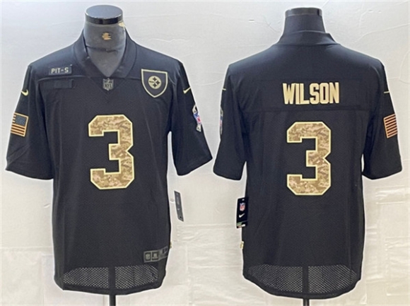Pittsburgh Steelers #3 Russell Wilson Camo Black Salute To Service Limited