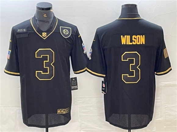 Pittsburgh Steelers #3 Russell Wilson Black Gold Salute To Service Limited Stitched