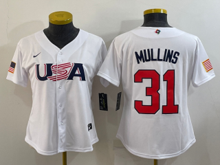 Women's USA Baseball #31 Cedric Mullins 2023 White World Baseball Classic Stitched