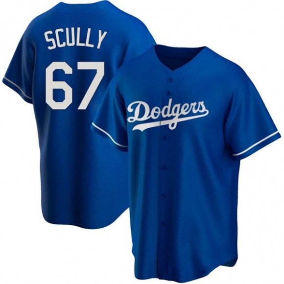 Los Angeles Dodgers #67 Vin Scully Blue Cool Base Stitched Baseball Jersey