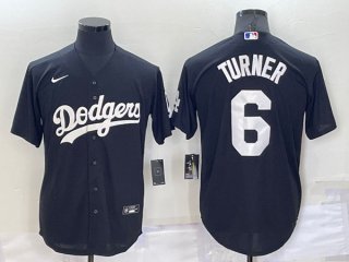 Los Angeles Dodgers #6 Trea Turner Black Cool Base Stitched Baseball Jersey