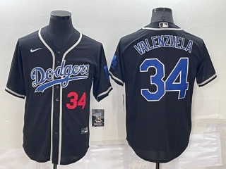 Los Angeles Dodgers #34 Toro Valenzuela Black Cool Base Stitched Baseball Jersey 2