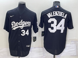Los Angeles Dodgers #34 Toro Valenzuela Black Cool Base Stitched Baseball Jersey