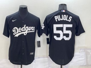 Los Angeles Dodgers #55 Albert Pujols Black Cool Base Stitched Baseball Jersey