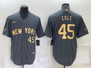 New York Yankees #45 Gerrit Cole Charcoal 2022 All-Star Cool Base Stitched Jersey