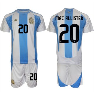 Argentina #20 Alexis Mac Allister Whit Blue 2024-25 Home Soccer Jersey Suit