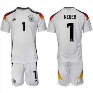 Germany #1 Manuel Neuer White 2024-25 Home Soccer Jersey Suit