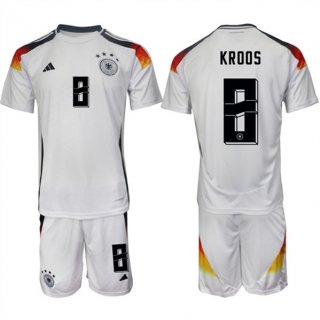 Germany #8 Toni Kroos White 2024-25 Home Soccer Jersey Suit