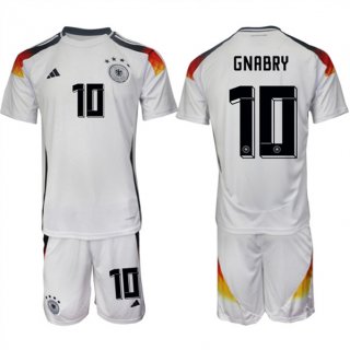 Germany #10 Serge Gnabry White 2024-25 Home Soccer Jersey Suit