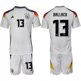 Germany #13 Michael Ballack White 2024-25 Home Soccer Jersey Suit