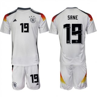 Germany #19 Leroy Sané White 2024-25 Home Soccer Jersey Suit