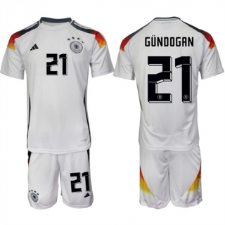 Germany #21 İlkay Gündoğan White 2024-25 Home Soccer Jersey Suit