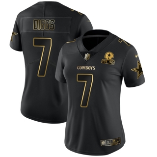 women Dallas Cowboys #7 Trevon Diggs Black Golden Edition Limited Stitched