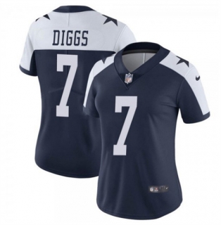 women Dallas Cowboys #7 Trevon Diggs Navy White Thanksgiving Limited Stitched