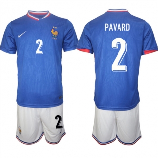 France #2 Benjamin Pavard Blue 2024-25 Home Soccer Jersey Suit