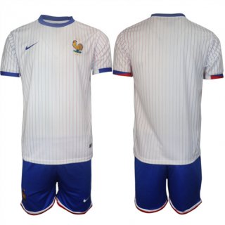 France Blank White 2024-25 Away Soccer Jersey Suit