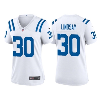 women Indianapolis Colts #30 Phillip Lindsay White Stitched Jersey(Run Small)