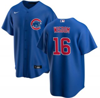 Chicago Cubs #16 Patrick Wisdom Blue Cool Base Stitched Baseball Jersey