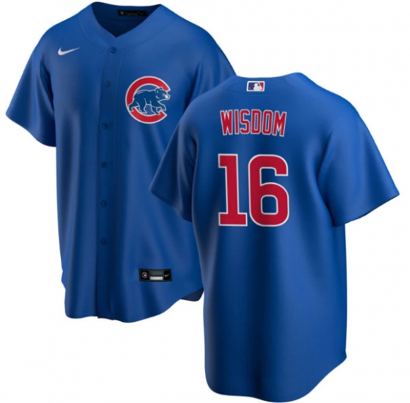Chicago Cubs #16 Patrick Wisdom Blue Cool Base Stitched Baseball Jersey